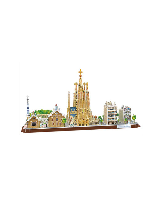 Puzzle 3D CubicFun City Line Barcelona, 186 piezas para armar, figura decorativa y educativa, disponible en figuraschile.cl