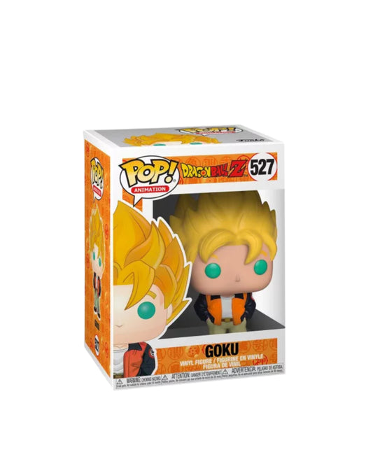 Figura Funko Pop #527 de Goku de Dragon Ball Z con traje casual y expresión determinada en caja coleccionable disponible en figuraschile.cl