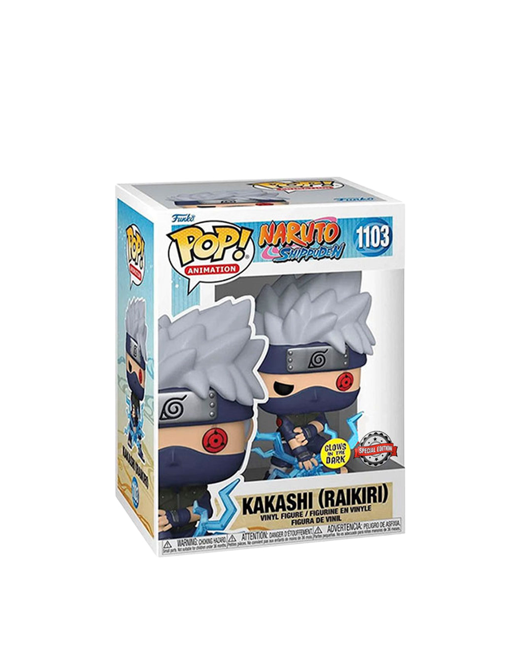 Funko Pop Animation Naruto Shippuden #1103 Kakashi Raikiri, edición especial que brilla en la oscuridad, figura de vinilo coleccionable con detalles auténticos, en caja original, ideal para fans y coleccionistas — disponible en figuraschile.cl