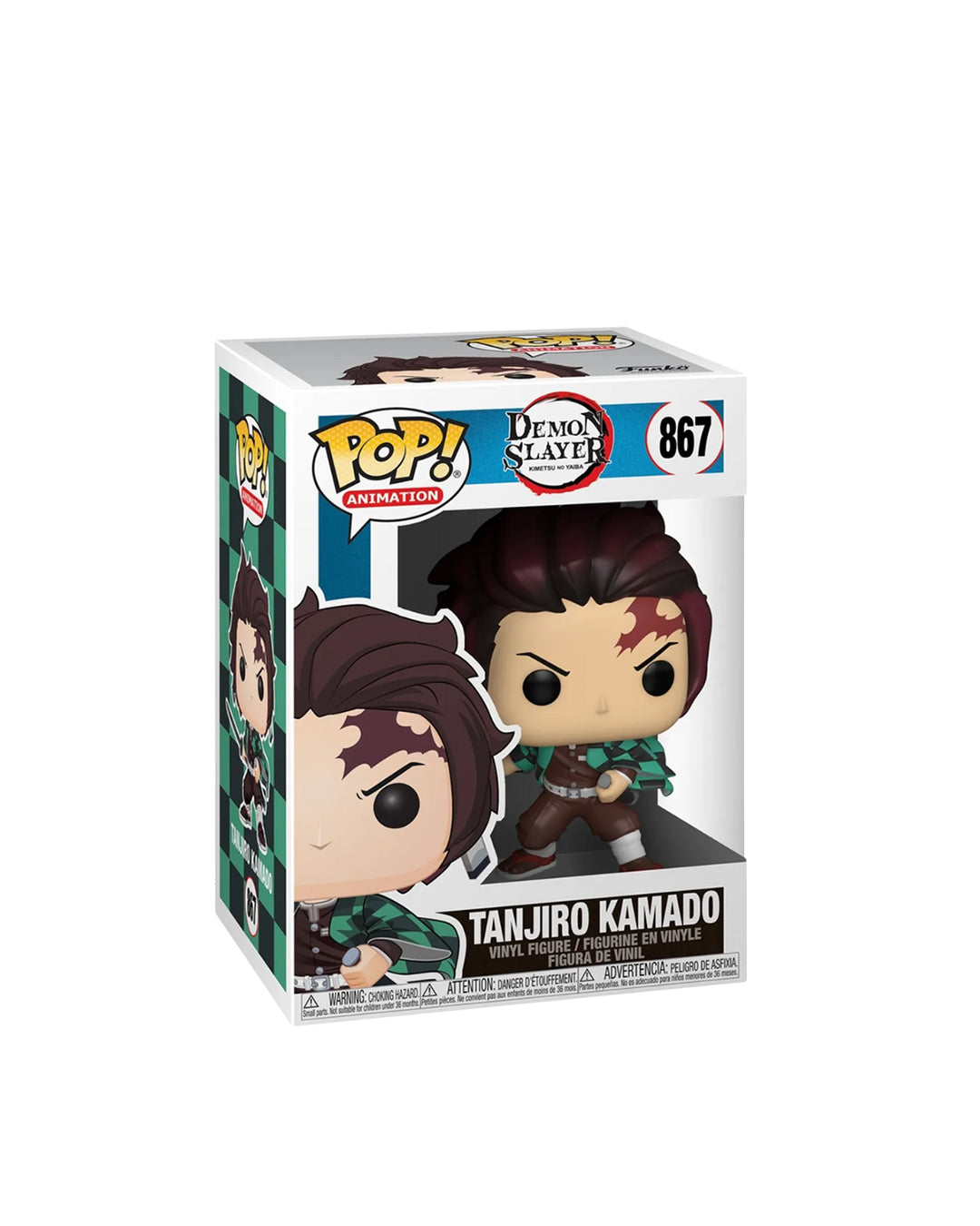 Funko Pop Demon Slayer Tanjiro Kamado 867 en caja original, figura coleccionable del protagonista del anime Kimetsu no Yaiba. Disponible en figuraschile.cl