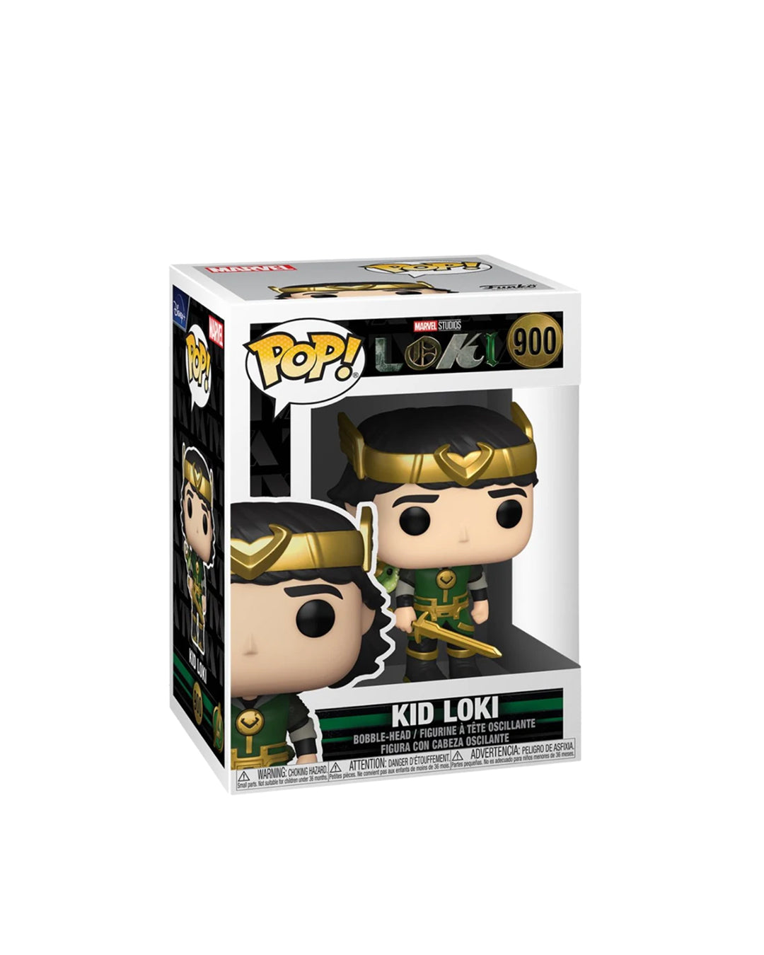 Funko Pop Marvel Loki 900 Kid Loki en caja original, figura coleccionable del Universo Cinematográfico de Marvel ideal para fans y coleccionistas. Disponible en figuraschile.cl