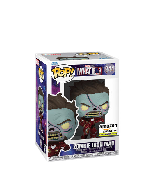 Funko Pop Marvel What If Zombie Iron Man 944 Amazon Exclusive en caja original, figura coleccionable edición especial para fans del universo Marvel. Disponible en figuraschile.cl