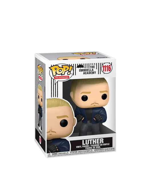 Figura Funko Pop #1116 de Luther de The Umbrella Academy con su atuendo característico en caja coleccionable disponible en figuraschile.cl