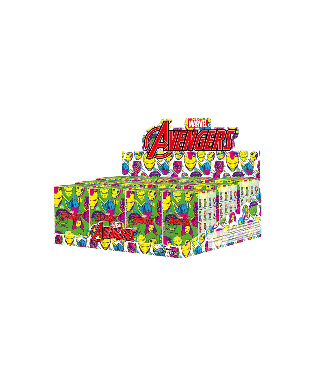 Pop Mart Marvel Avengers Whole Box, set completo de figuras coleccionables sorpresa de los héroes Avengers, ideal para fans y coleccionistas Marvel. Disponible en figuraschile.cl