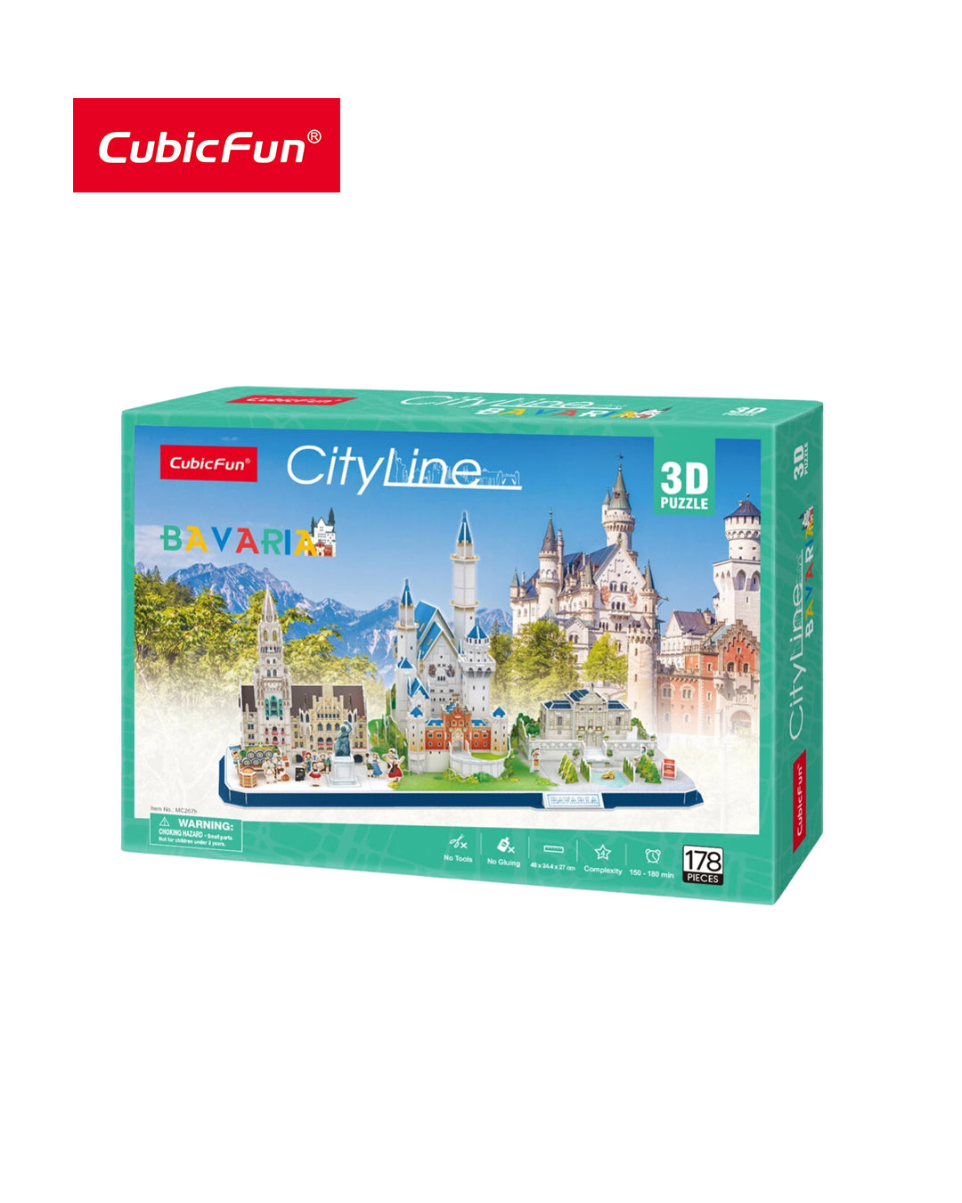 Puzzle 3D CubicFun City Line Bavaria, 178 piezas para armar, figura decorativa y educativa, disponible en figuraschile.cl