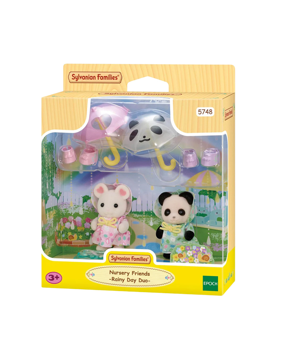 Nursery Friends Rainy Day Duo Sylvanian Families set 5748, dúo de figuras bebé con temática de lluvia Epoch 2025 Calico Critters, disponible en figuraschile.cl
