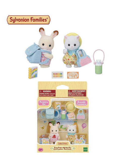Nursery Friends Walk Along Duo Sylvanian Families set 5747, dúo de figuras bebé con accesorios para paseo Epoch 2025 Calico Critters, disponible en figuraschile.cl