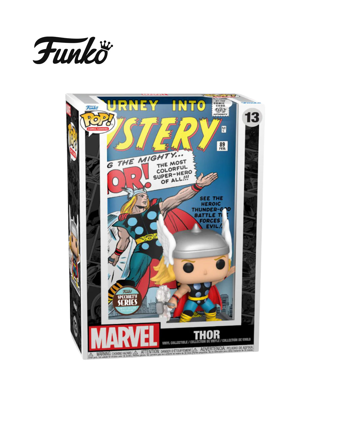 Funko Comic Covers Marvel Thor 13 en caja original, figura coleccionable con fondo de cómic clásico, ideal para fans de Marvel y coleccionistas. Disponible en figuraschile.cl