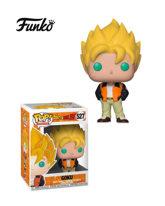 Figura Funko Pop #527 de Goku de Dragon Ball Z con traje casual y expresión determinada en caja coleccionable disponible en figuraschile.cl