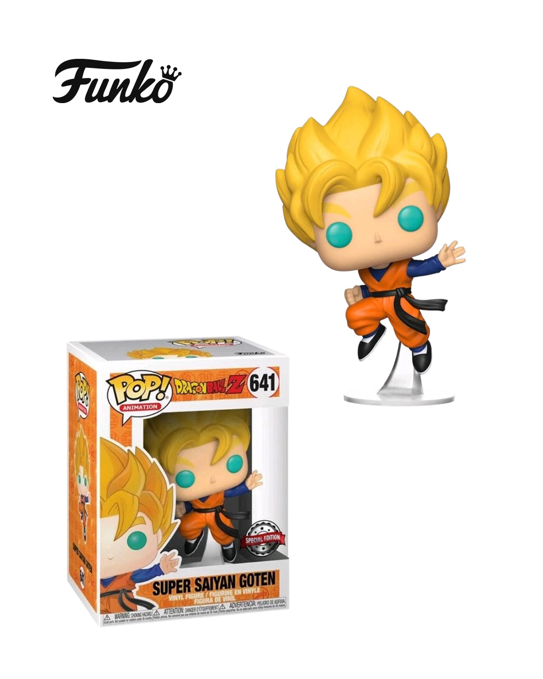 Funko Pop Animation Dragon Ball Z Super Saiyan Goten 641 Special Edition en caja original, figura coleccionable exclusiva para fans del anime Dragon Ball Z. Disponible en figuraschile.cl