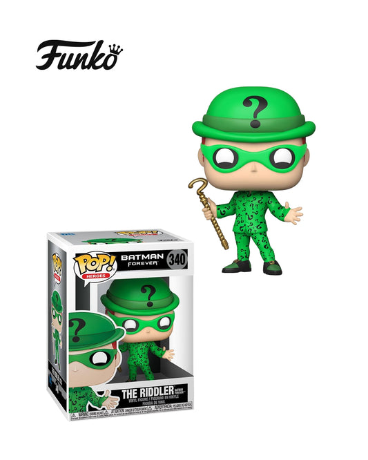 Funko Pop Batman Forever The Riddler 340 en caja original, figura coleccionable del icónico villano de Batman basada en la película Batman Forever. Disponible en figuraschile.cl