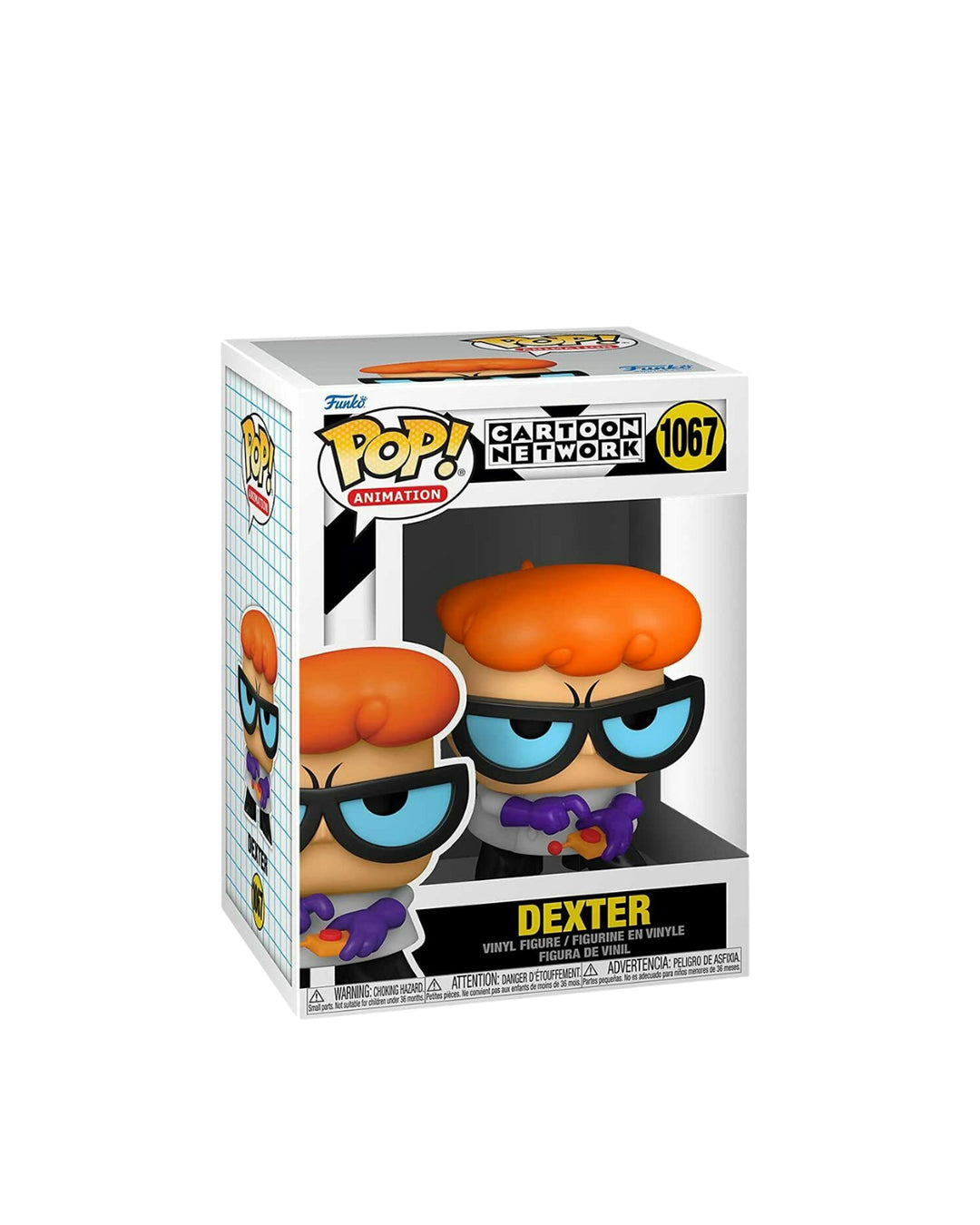 Funko Pop Cartoon Network Dexter 1067 en caja original, figura coleccionable del icónico personaje de El Laboratorio de Dexter. Disponible en figuraschile.cl