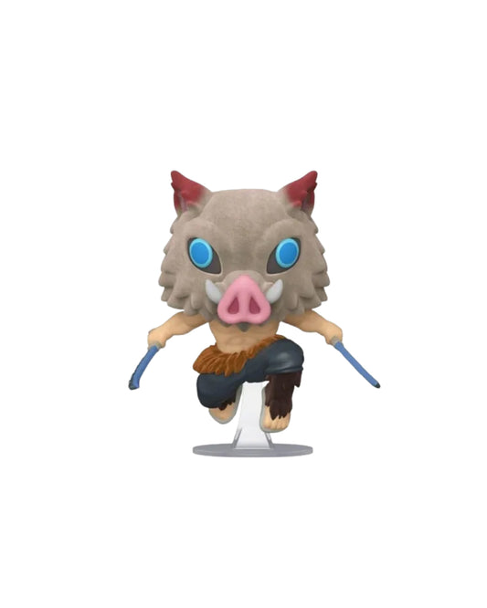 Funko Pop Demon Slayer Inosuke Hashibira 875 Flocked en caja original, figura coleccionable con textura especial para fans del anime Demon Slayer. Disponible en figuraschile.cl