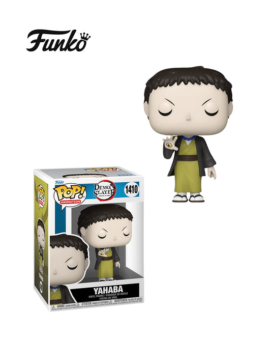 Figura Funko Pop de Yahaba (n.º 1410) de Demon Slayer: Kimetsu no Yaiba, en su caja original con ventana transparente. La figura muestra a Yahaba con su característico atuendo de demonio, incluyendo su peinado oscuro y expresión desafiante, todo en estilo vinyl coleccionable visible a través del packaging.