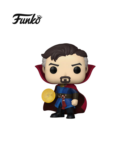 Figura Funko Pop de Doctor Strange (n.º 1000) en tamaño clásico (3 ¾ pulgadas aprox.), representado en pose de lanzamiento de hechizo, con su capa característica y traje detallado del Universo Cinematográfico de Marvel.