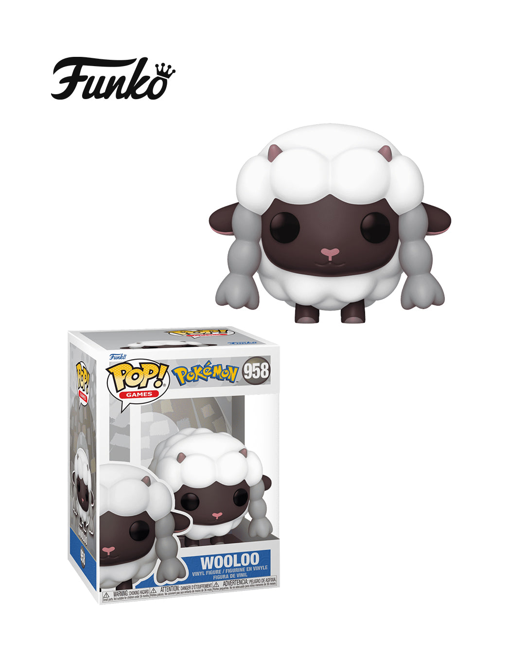 Funko Pop Games Pokémon 958 Wooloo, figura coleccionable oficial, disponible en figuraschile.cl