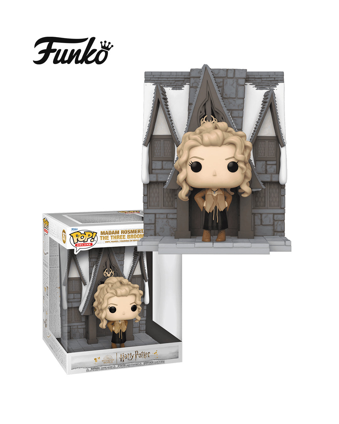 Figura Funko Pop! Harry Potter Madam Rosmerta with The Three Broomsticks Deluxe #157 en caja, personaje de la saga Harry Potter con su icónica taberna, edición coleccionable disponible en Figuras Chile.
