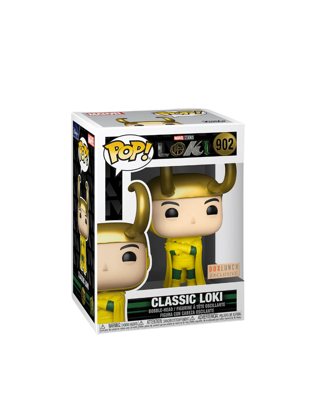 Funko Pop Marvel Studios Loki 902 Classic Loki en caja original, figura coleccionable del multiverso Marvel inspirada en la serie Loki. Disponible en figuraschile.cl