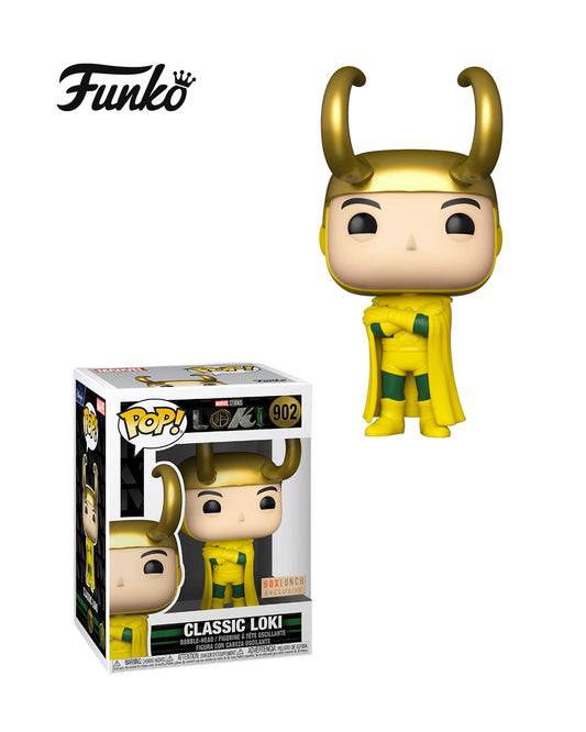 Funko Pop Marvel Studios Loki 902 Classic Loki en caja original, figura coleccionable del multiverso Marvel inspirada en la serie Loki. Disponible en figuraschile.cl