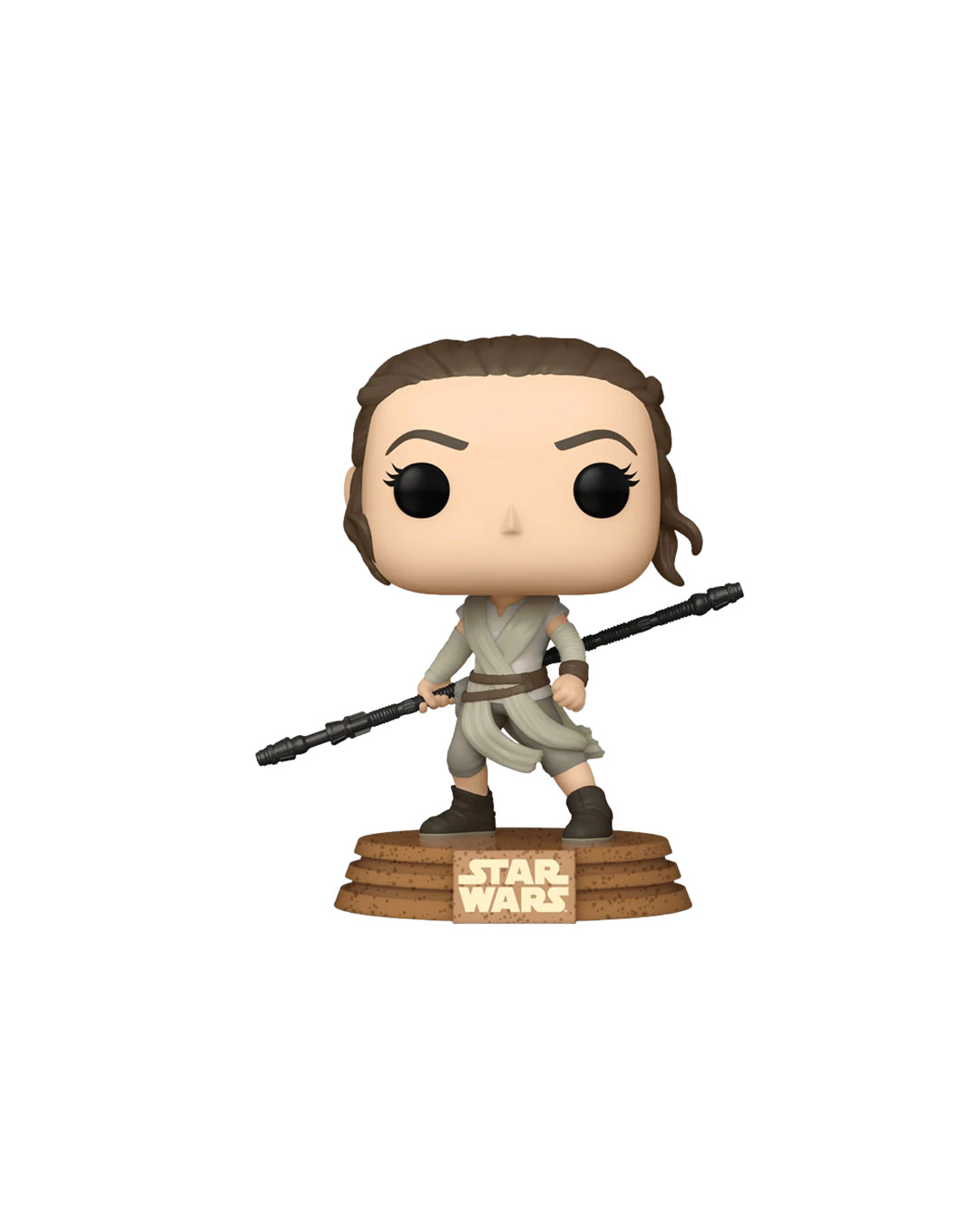 Figura Funko Pop #451 de Rey Jakku de Star Wars con atuendo y sable láser en caja coleccionable disponible en figuraschile.cl