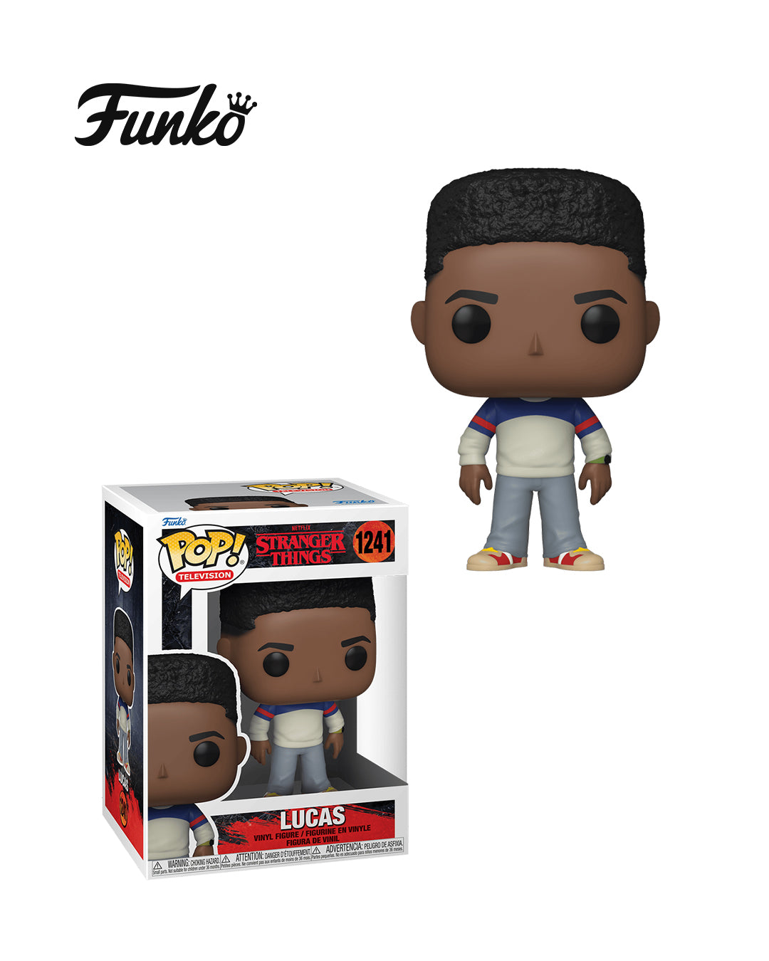 Figura Funko Pop! Stranger Things Lucas Sinclair #1241 en caja, personaje de la serie Stranger Things, edición coleccionable disponible en Figuras Chile.