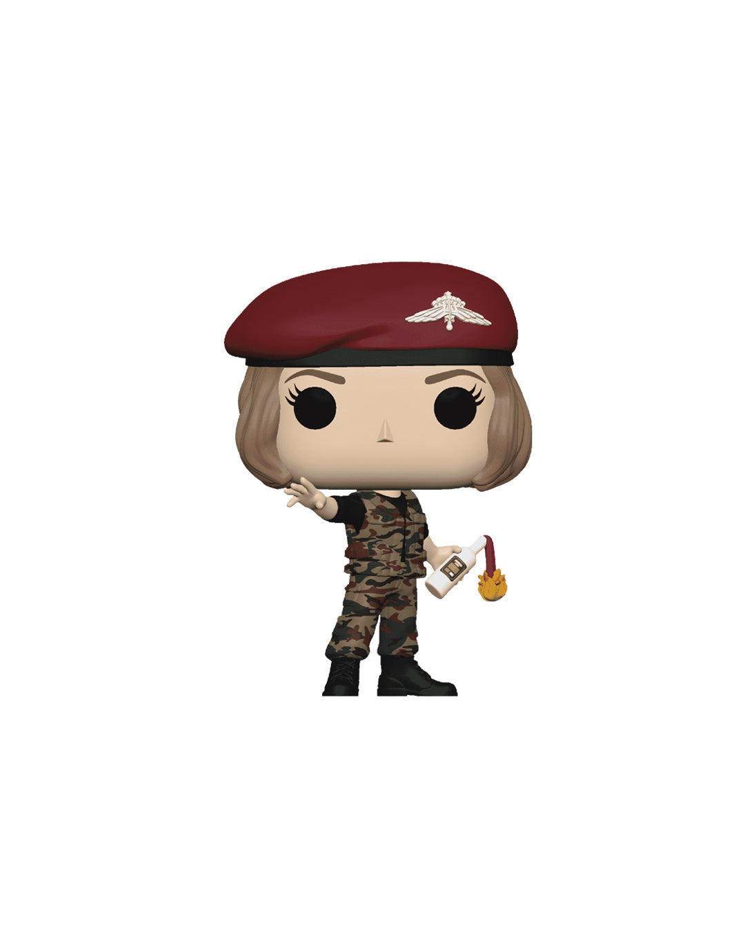 Figura Funko Pop de Robin Buckley (n.º 1461) de Stranger Things temporada 5, en su caja original con ventana transparente. La figura muestra a Robin con su característico uniforme militar, boina roja y expresión decidida, todo en estilo vinyl coleccionable visible a través del packaging.