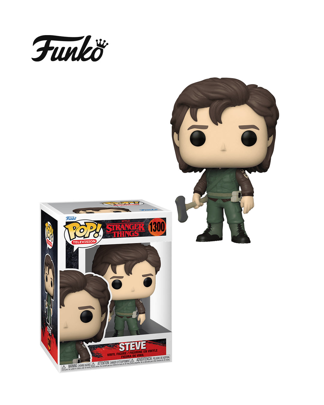 Figura Funko Pop! Stranger Things Steve Harrington #300 en caja, personaje de la serie Stranger Things, edición coleccionable disponible en Figuras Chile.