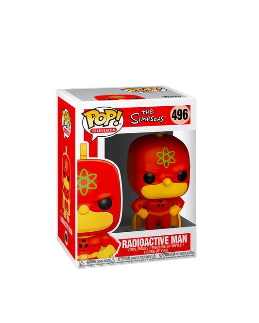 Figura Funko Pop #496 de Radioactive Man de Los Simpson con traje de superhéroe en caja coleccionable disponible en figuraschile.cl