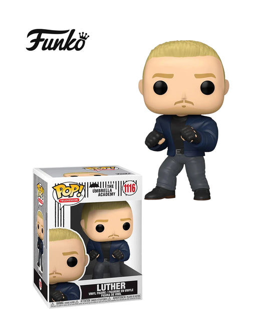 Figura Funko Pop #1116 de Luther de The Umbrella Academy con su atuendo característico en caja coleccionable disponible en figuraschile.cl