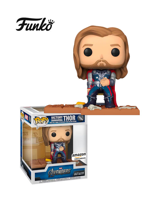 Figura Funko Pop! The Avengers Victory Shawarma Thor #760 en caja, edición especial de Thor celebrando la victoria con shawarma, disponible en Figuras Chile.