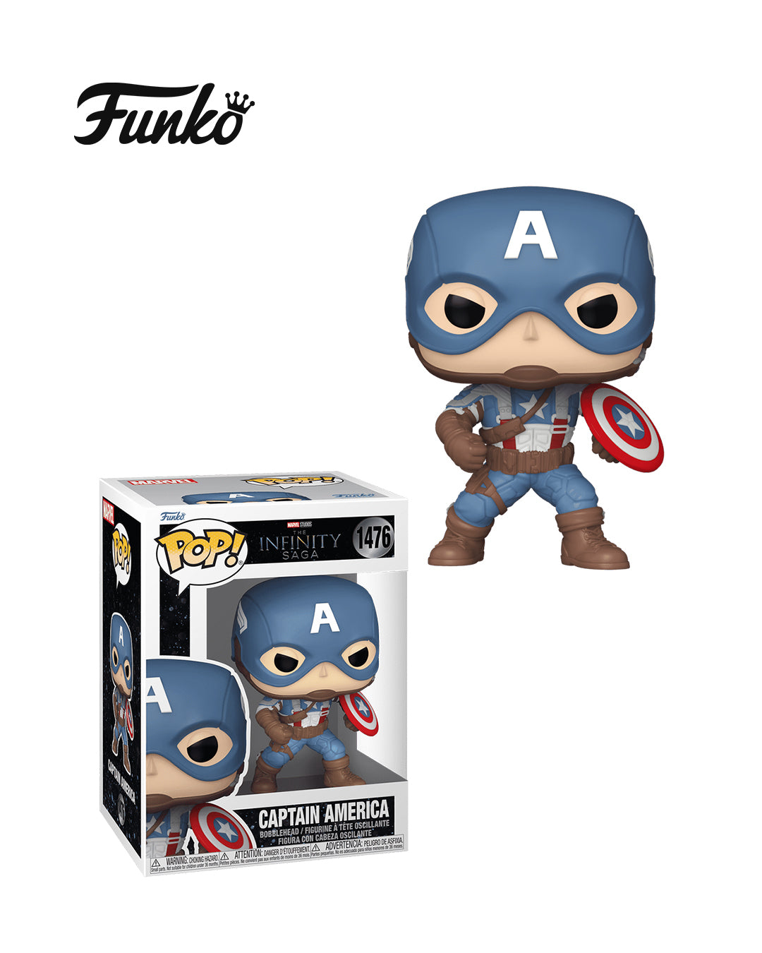 Figura Funko Pop! The Infinity Saga Captain America #1476 en caja original, distribuida por www.figuraschile.com
