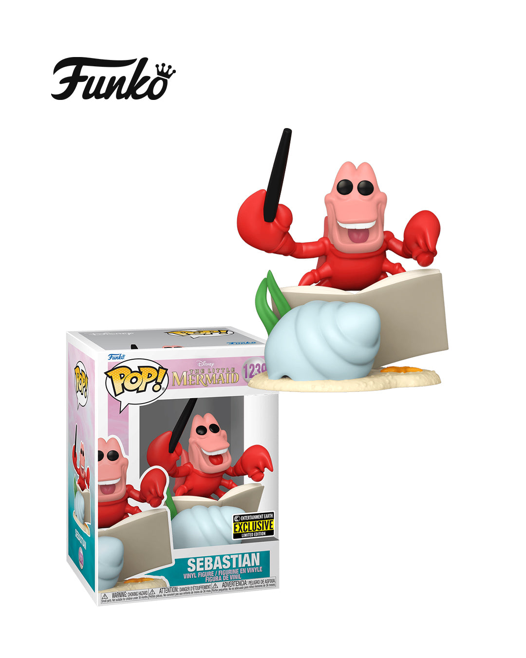 Figura Funko Pop! The Little Mermaid Sebastian #1239 en caja, personaje de la película La Sirenita, edición coleccionable disponible en Figuras Chile.