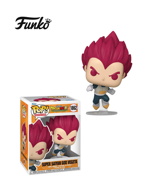 Figura Funko Pop! The Movie Dragon Ball Broly #1862 de Super Saiyan God Vegeta en caja original, distribuida por www.figuraschile.com