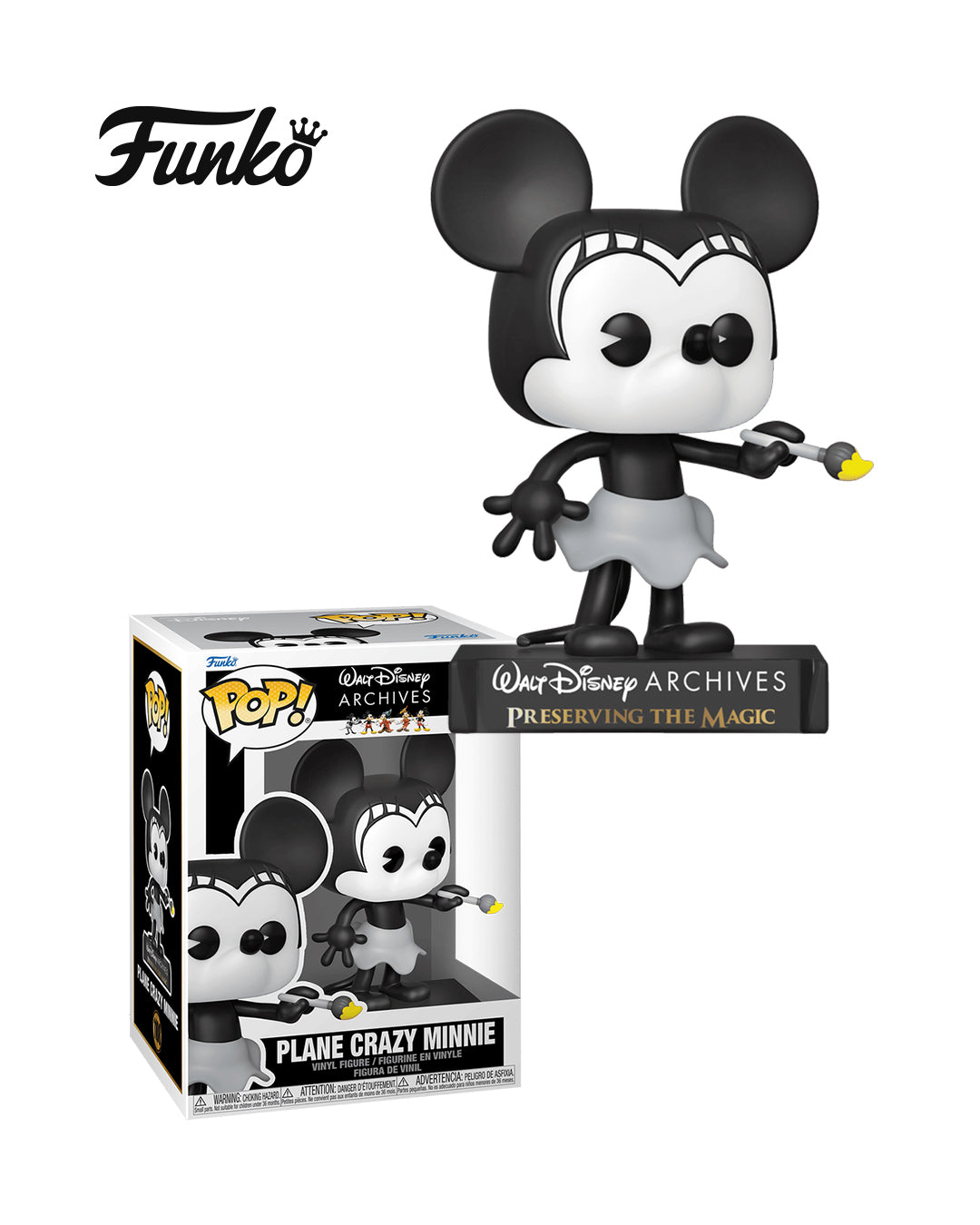 Figura Funko Pop! Walt Disney Archives Plane Crazy Minnie en caja, edición especial basada en la película clásica Plane Crazy, disponible en Figuras Chile.
