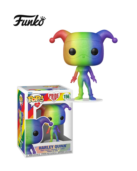 Figura Funko Pop! With Purpose Pride Harley Quinn #156 en caja original, con diseño temático del orgullo LGBTQ+, distribuida por www.figuraschile.com