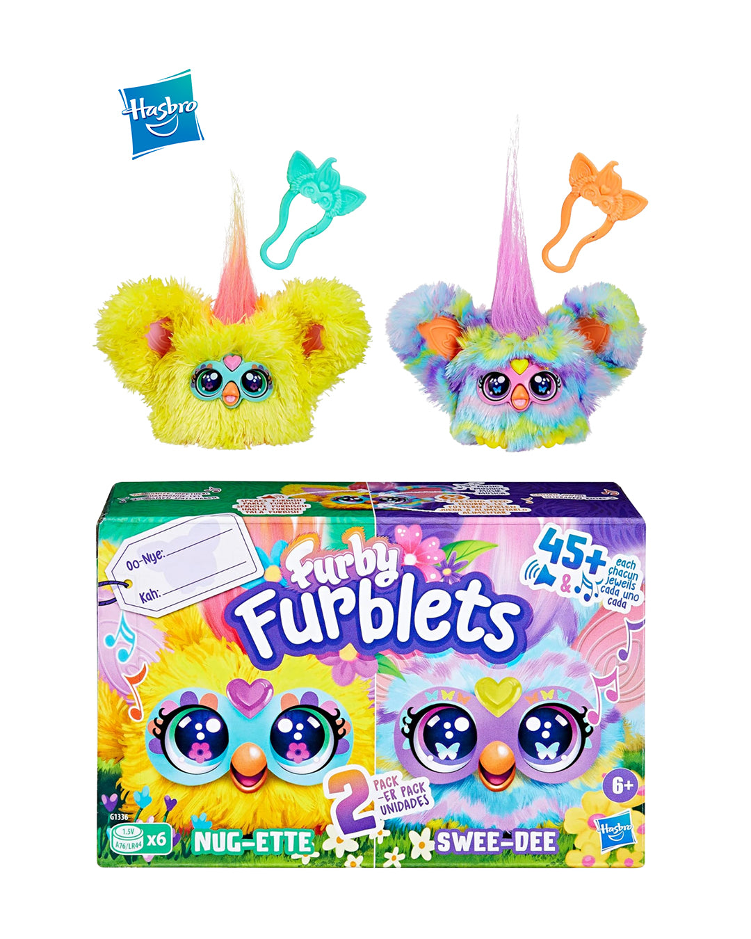 Pack 2 unidades Hasbro Furby Furblets Nug Ette y Swee Dee, figuras coleccionables interactivas, disponibles en figuraschile.cl