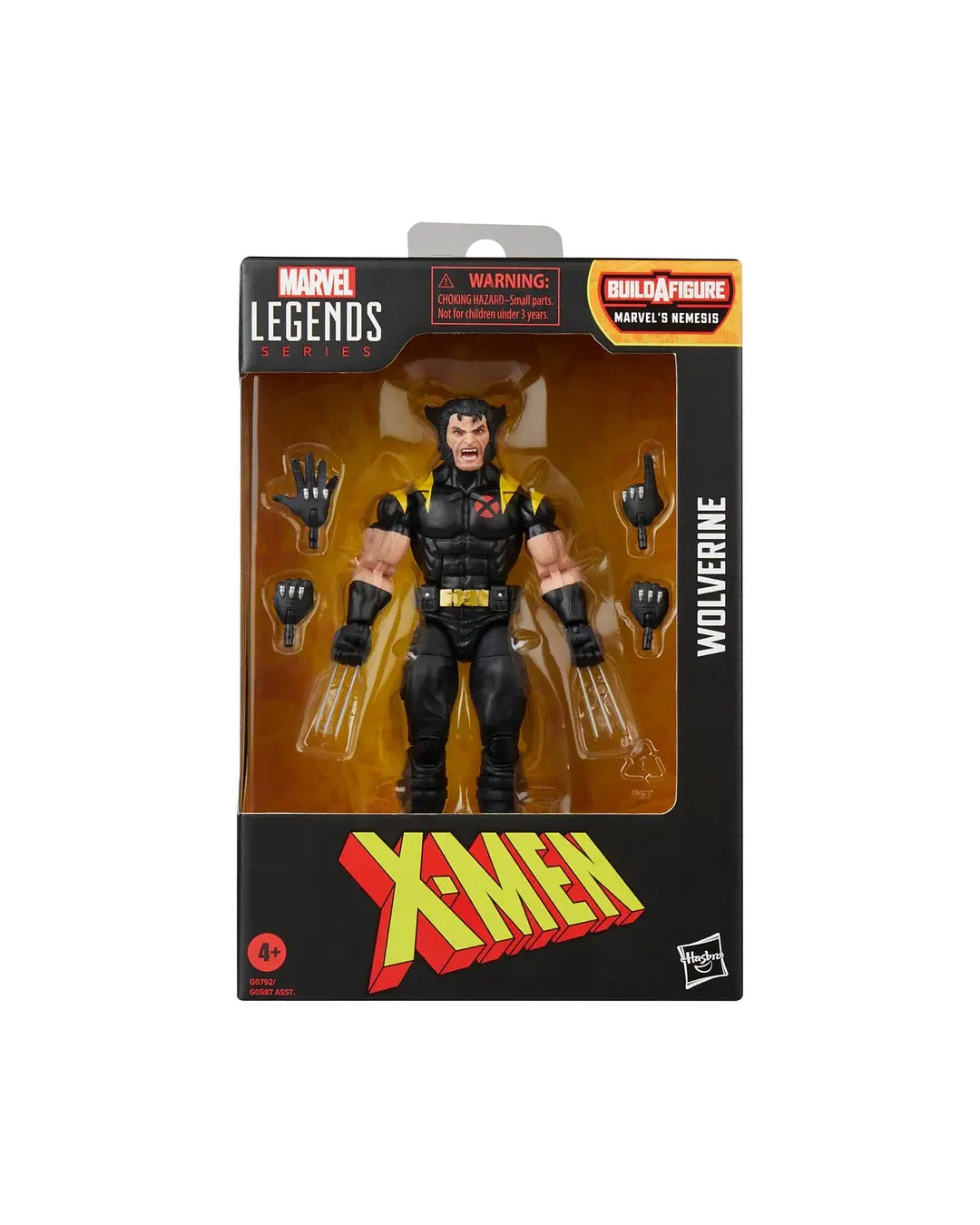 Figura Hasbro Marvel Legends Build-a-Figure Nemesis Wolverine X-Men, vista frontal y trasera de la caja, disponible en figuraschile.com