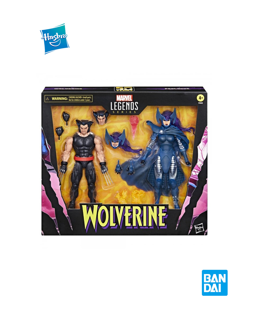 Figura Hasbro Marvel Legends Wolverine y Psylocke en caja, coleccionable y detallada, disponible en figuraschile.com