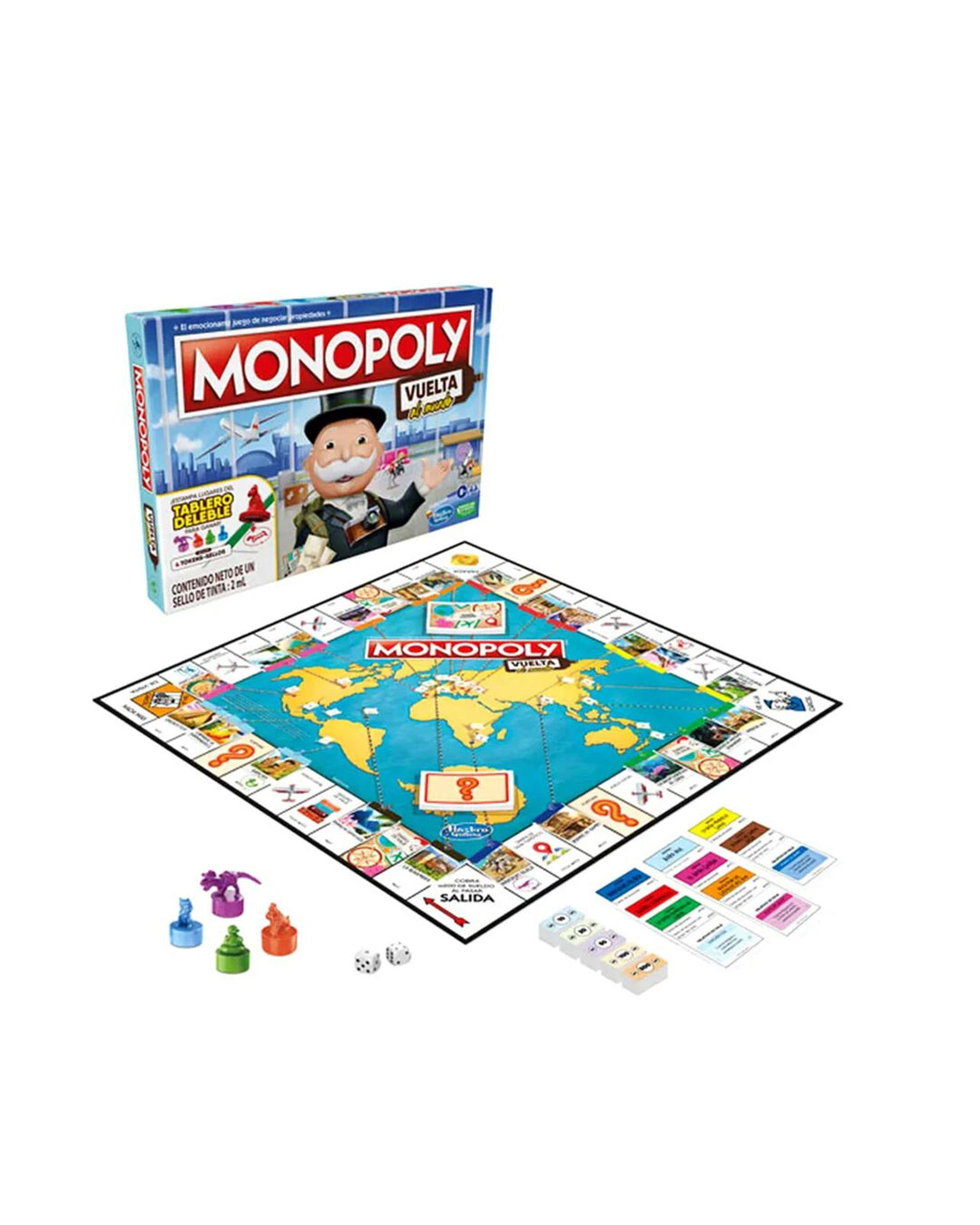 Hasbro Monopoly Vuelta al Mundo, juego de mesa edición especial con temática internacional, disponible en figuraschile.cl