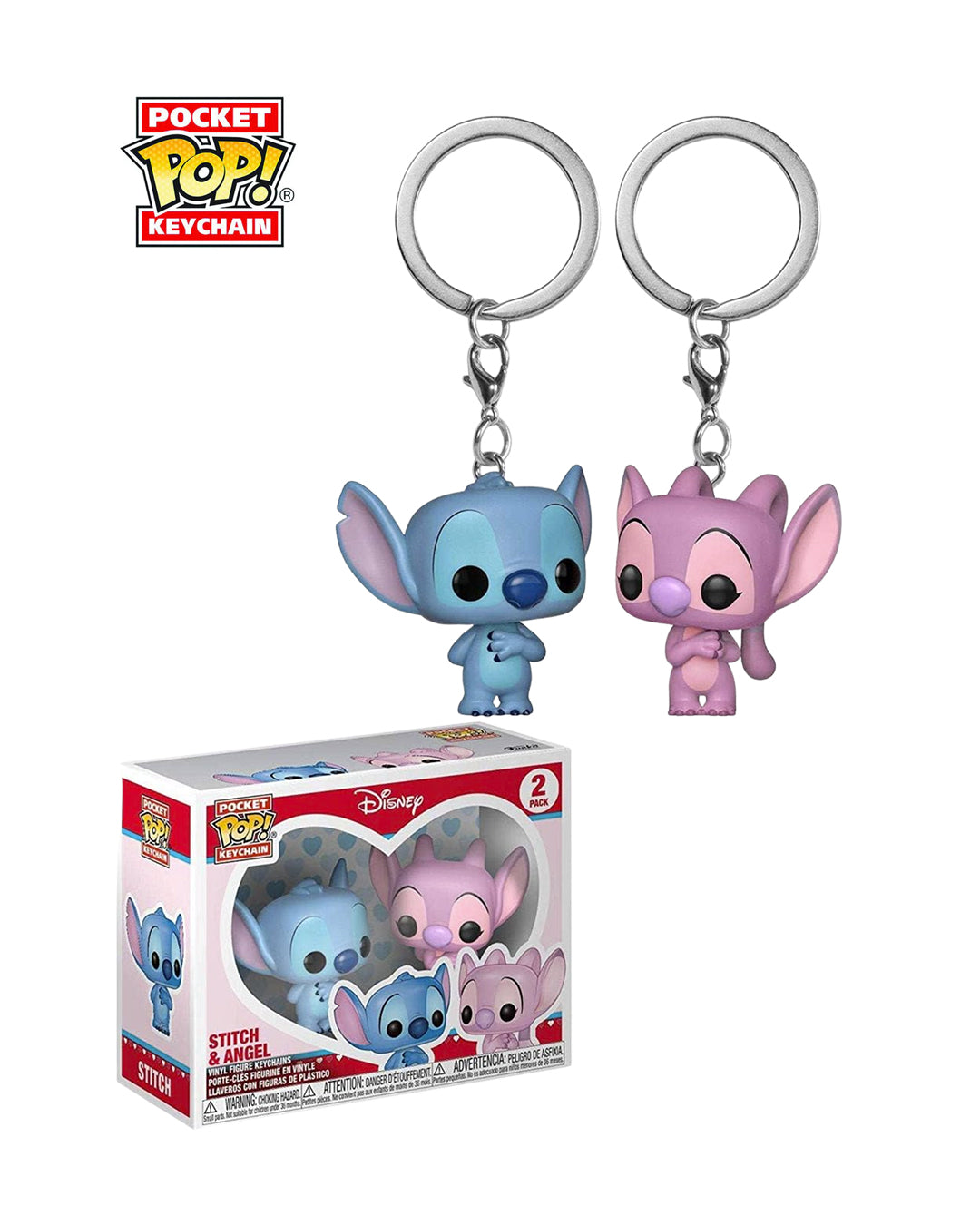 Llavero Pocket Pop! Stitch & Angel – Disney Lilo & Stitch, figura mini Funko con caja | figuraschile.cl
