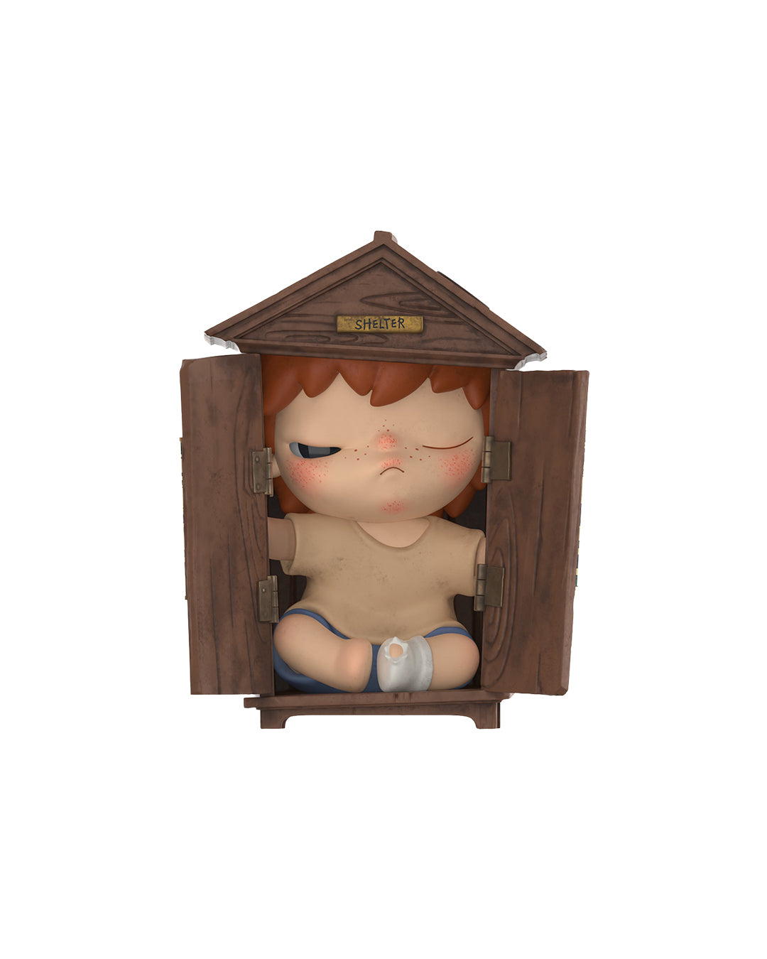 Figura coleccionable Pop Mart Hirono Shelter, diseño artístico urbano en vinilo, edición limitada disponible en Figuras Chile.