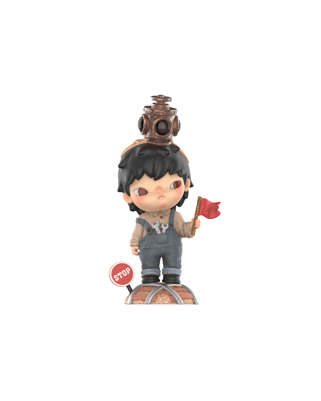 Mini figura The Switchman de Hirono × Le Petit Prince, personaje con rostro serio, cabello oscuro y uniforme ferroviario