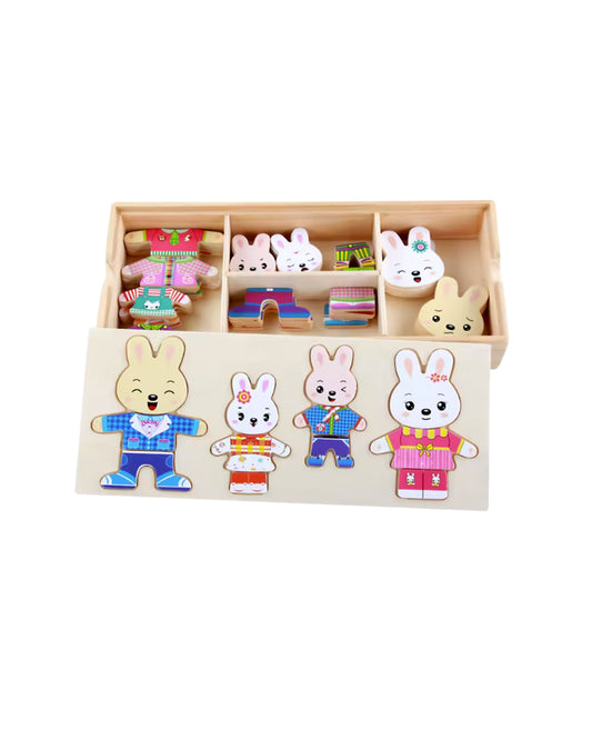 Rompecabezas de vestir infantil QWZ Little Bear modelo QWZ060, juego educativo en caja para niños, disponible en figuraschile.cl