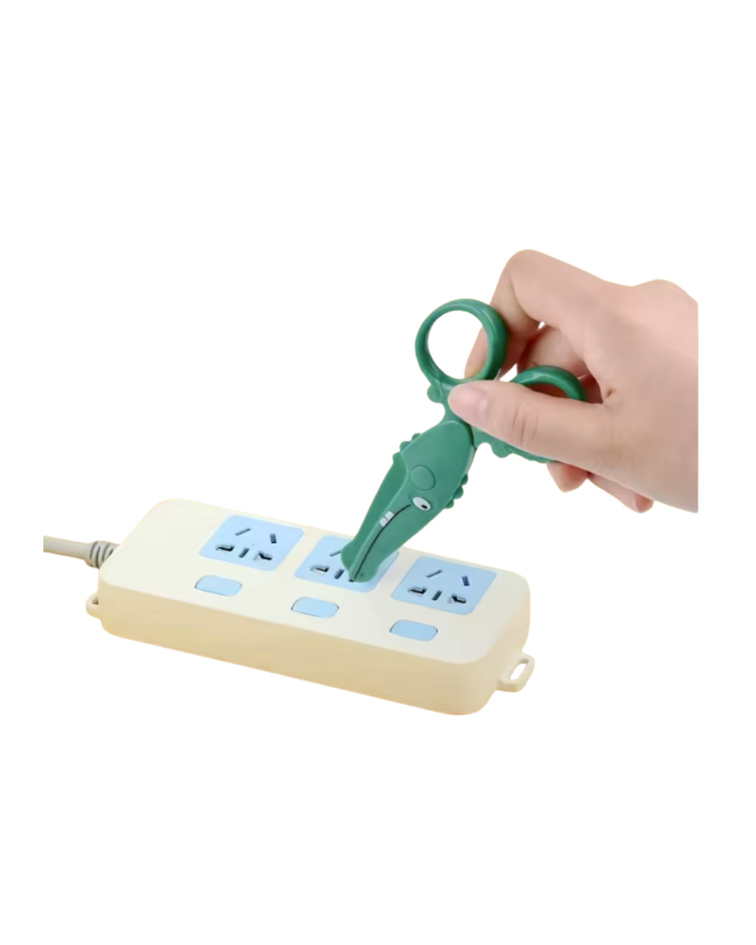 Tijeras para niños escolares sin cortes, diseño seguro color verde, disponibles en figuraschile.cl